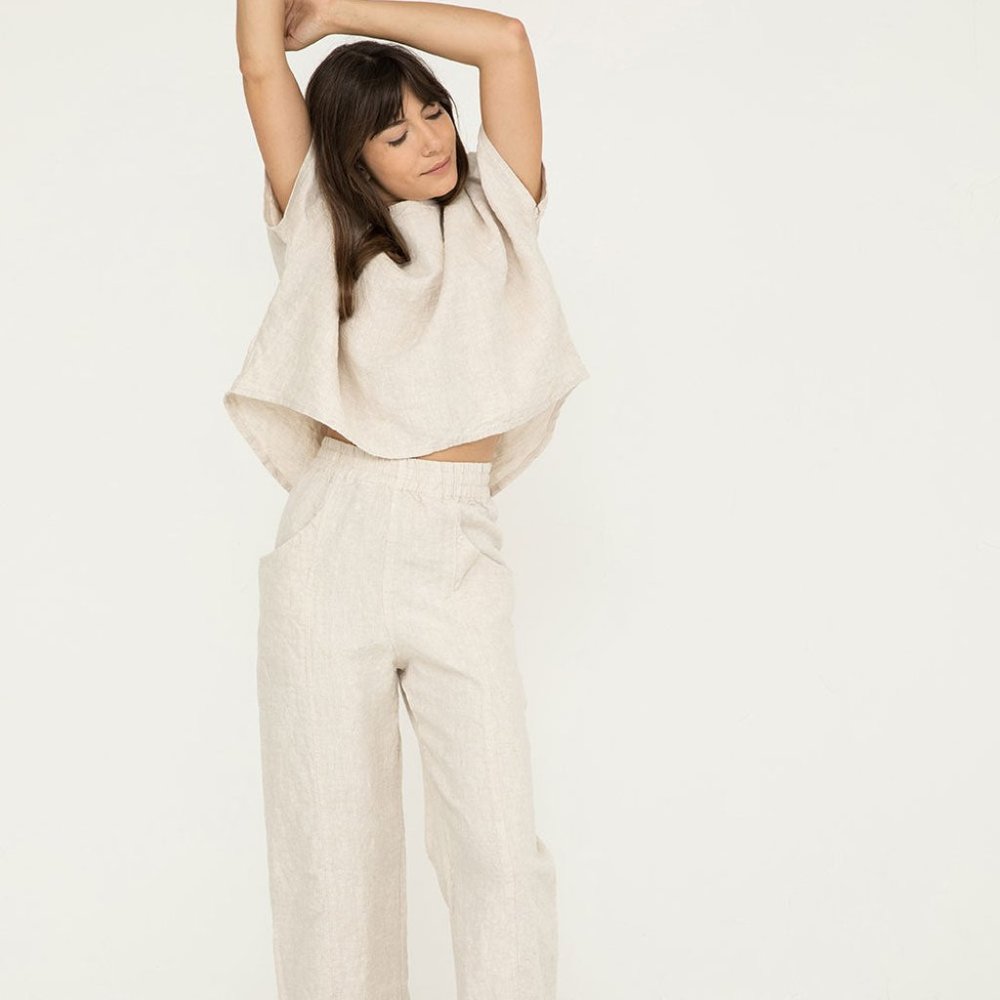 Elizabeth Suzann Clyde Culottes in Linen - Flax 8-S